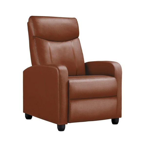 Comhoma Push Back Theater Adjustable Recliner with Footrest, Faux Leather