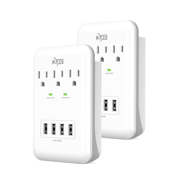 2-Pack KMC 3-Outlet Wall Mount Surge Protector