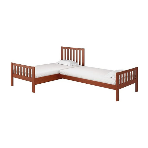 Alaterre Furniture Aurora Corner L-Shaped Twin Wood Bed Set