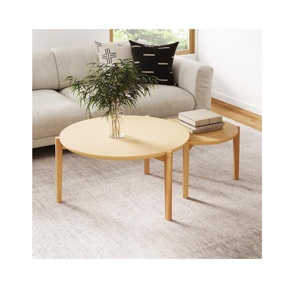 Set of 2 Nathan James Kendall Round Modern Nesting Coffee Tables