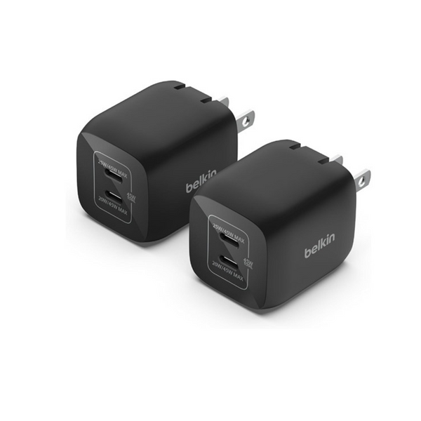 2-Pack Belkin 45W Dual USB-C Fast Wall Charger