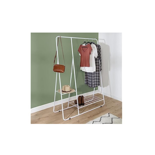 Honey-Can-Do White Clothing Rack with Shelves and Hanging Bar