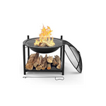 26" Portable Outdoor 2-in-1 Steel BBQ Grill Wood Burning Fire Pit