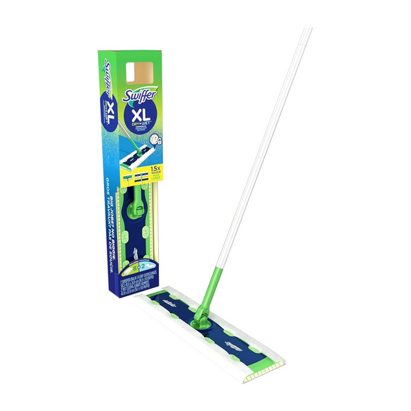 Swiffer Sweeper Dry + Wet XL Sweeping Kit, 1 Sweeper, 8 Dry Cloths, 2 Wet Cloths