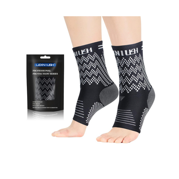 Lexniush Silver Infused Ankle Support Brace (Size: L, Pair)