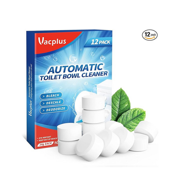 12-Pack Vacplus Automatic Toilet Bowl Cleaner Tablets with Bleach