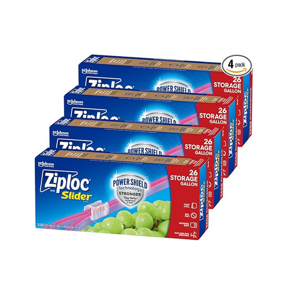 Pack of 4 Ziploc Gallon Food Storage Slider Bags