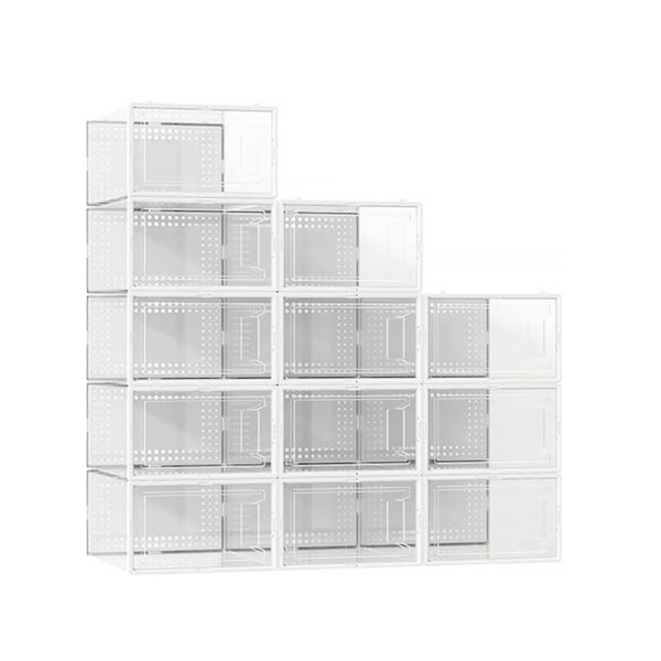 12-Pack Secret Space Large Shoe Organizer Storage Boxes with Lids