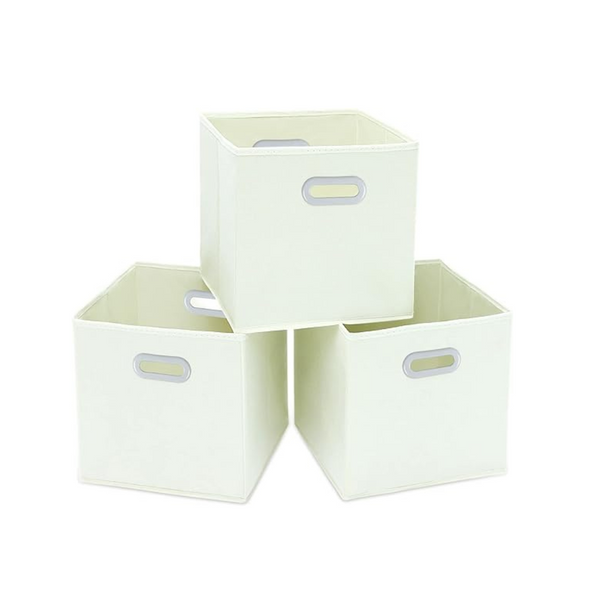 Set of 3 Storeone Foldable Fabric Bins Cubes Storage Baskets