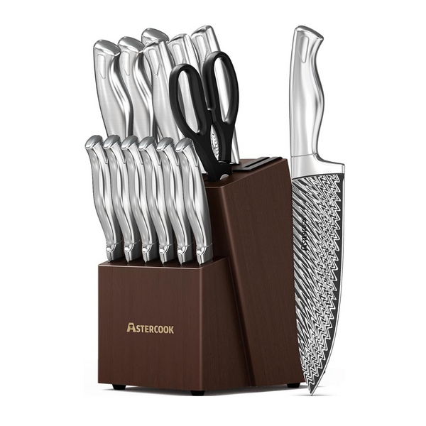 15-Piece Astercook German Stainless Steel Kitchen Knife Set