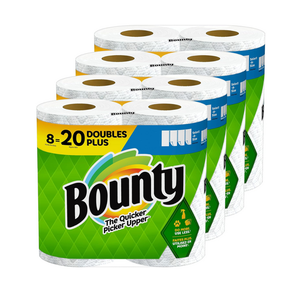 Bounty Paper Towels, 8 Double Plus Rolls = 20 Regular Rolls