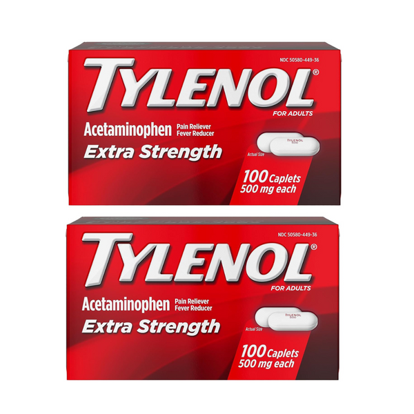 2 Packs of 100-Ct Tylenol Extra Strength 500mg Caplets