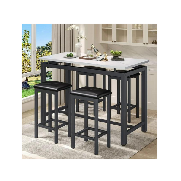 Set of 5 Segmart Counter Height Breakfast Bar Table & Stool Set