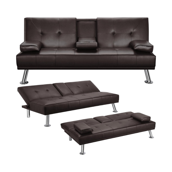 Yaheetech Modern Faux Leather Sofa Bed