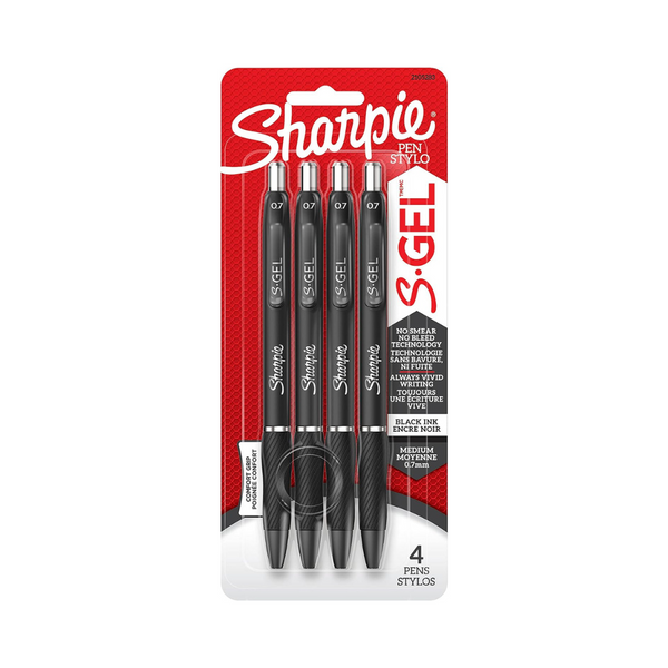 4-Count Sharpie Medium Point (0.7mm) Black Ink Gel Pen