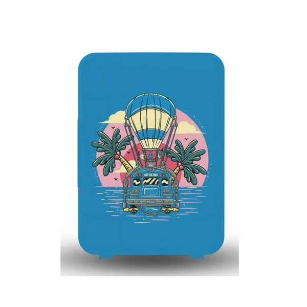 Fortnite Battle Bus 6 Can Mini Fridge (Palm Tree Blue)