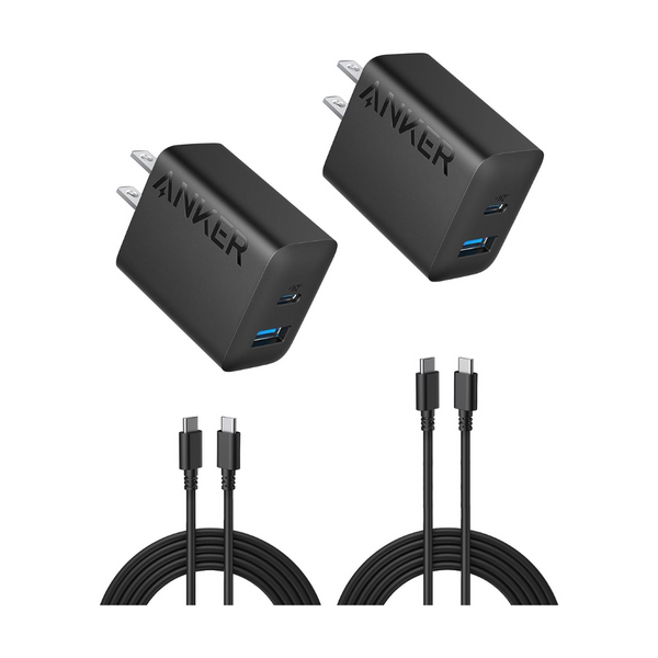 2-Pack Anker 20W Dual Port USB Fast Wall Charger w/ 5' USB-C Cable