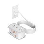 Beva Flat Plug Power Strip with 5ft Short Retractable USB-C Cable