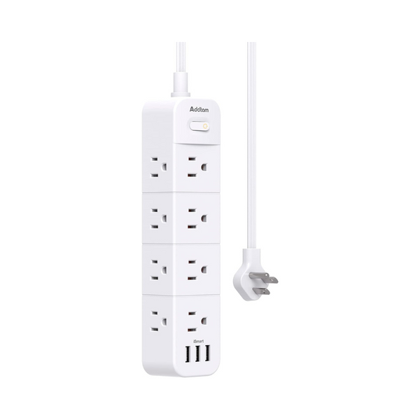 Addtam 12-Outlets Surge Protector w/ 3 Usb Ports & 5Ft Extension Cord