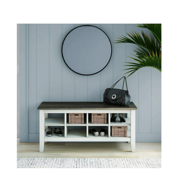 Twin Star Home Two-Tone Storage Bench with Planked Top