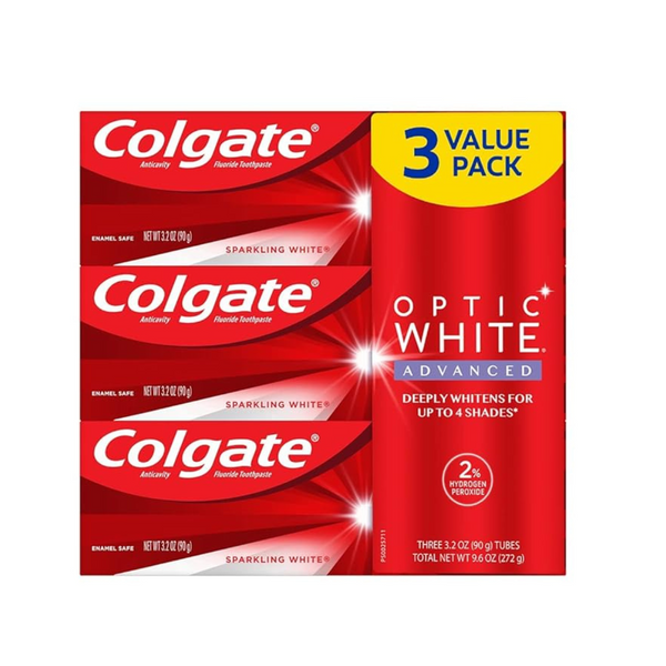 Colgate Optic White Advanced Hydrogen Peroxide Toothpaste  Pack (3 Pack, 3.2 oz)