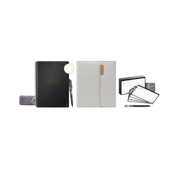 Rocketbook Smart Bundle With Core Black Writing 6″x8.8″ Notebook And 40 Cloud Cards