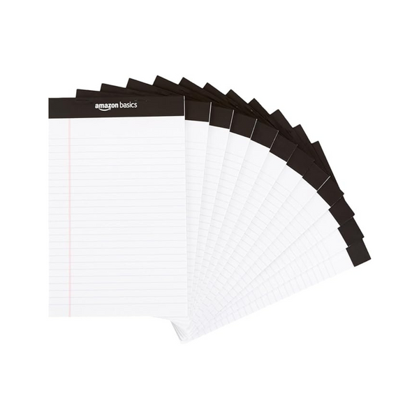 12-Pack Amazon Basics Narrow Ruled Lined Writing Note Pad (5"x 8")