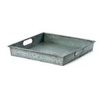 Benzara Square Galvanized Metal Tray with Handle