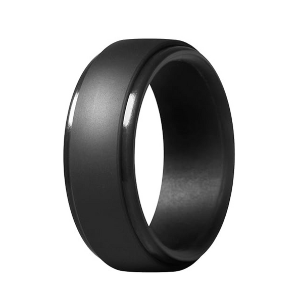 ThunderFit Men's Silicone Step Edge Rubber Wedding Ring