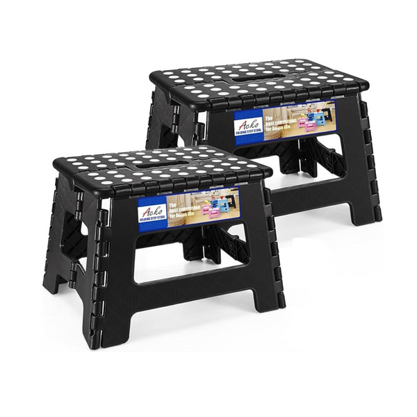 2-Pack 9" Folding Non-Slip Foldable Heavy Duty Plastic Step Stool w/ Handle