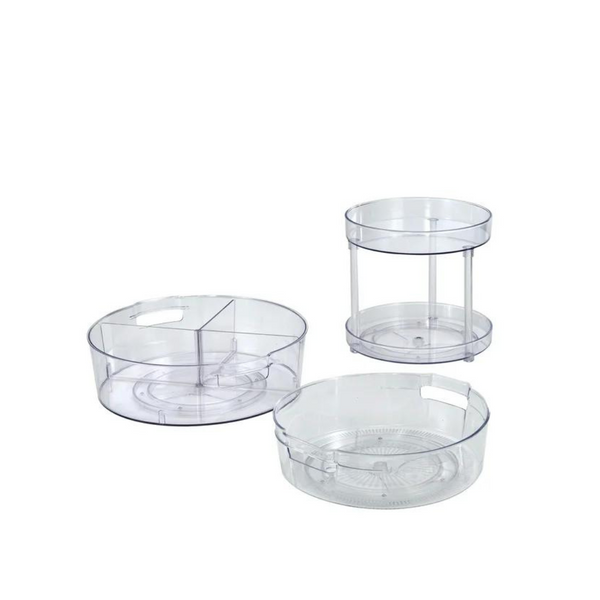 3-Pack Mainstays Clear Plastic Turntable Set (Various Sizes)