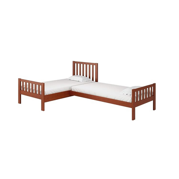 Alaterre Furniture Aurora Corner L-Shaped Twin Wood Bed Set