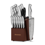 15-Piece Damascus Kitchen Knife Set with Block