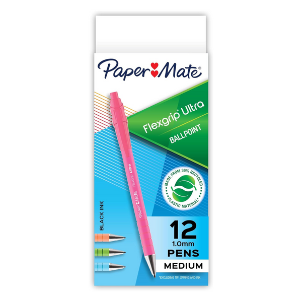 12-Count Paper Mate FlexGrip Ultra 1.0mm Ballpoint Pens