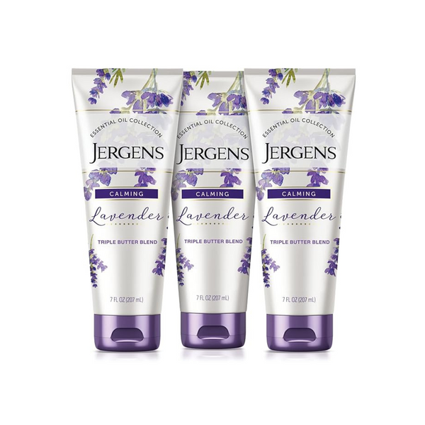 Jergens Lavender Body Butter Hand and Body Lotion Moisturizer for Women, with Essential Oils for Indulgent Moisturization (7 Ounce, Pack of 3)