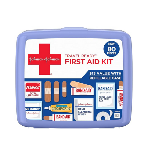 80-Piece Band-Aid Travel Ready Portable Emergency First Aid Kit