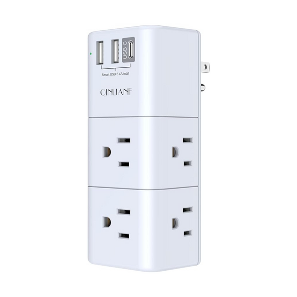 Qinlianf 6 AC Multi Plug Outlet Extender Surge Protector