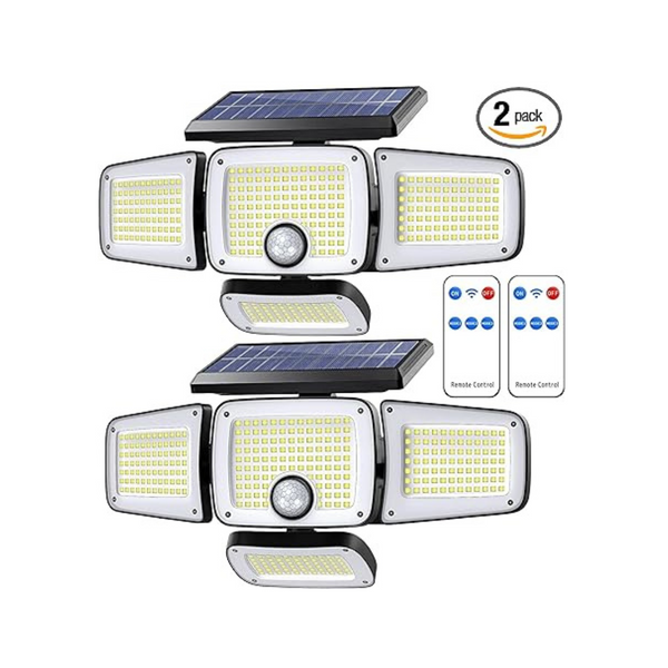 2-Pack Claoner 346 LED 3000LM Super Bright Motion Sensor Solar Lights