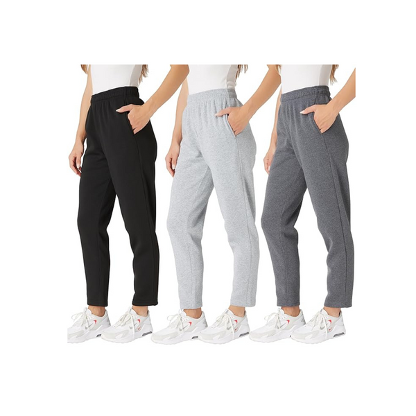 3-Pack Ultra Performance Womens Open Bottom Sweatpants