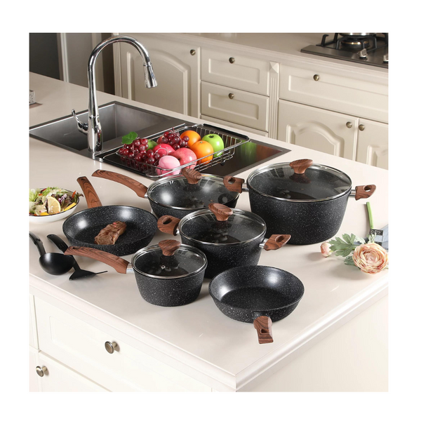 Sophia & William 12-Piece Kitchen Nonstick Granite-Coated Cookware Set