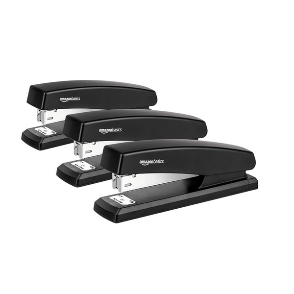 3-Pack Amazon Basics 25 Sheet Capacity Non-Slip Stapler with 1000 Staples