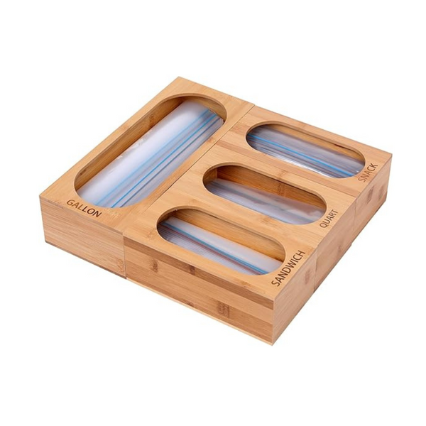 Cxbetao8 Bamboo Food Plastic Baggie Holder