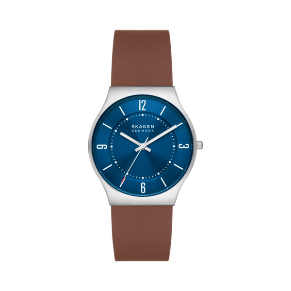 Skagen Men's Grenen Three-Hand Date Watch With Leather Band