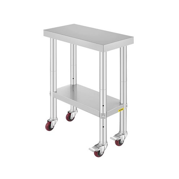 Mophorn (24" x 12") Stainless Steel Work Table w/ Wheels