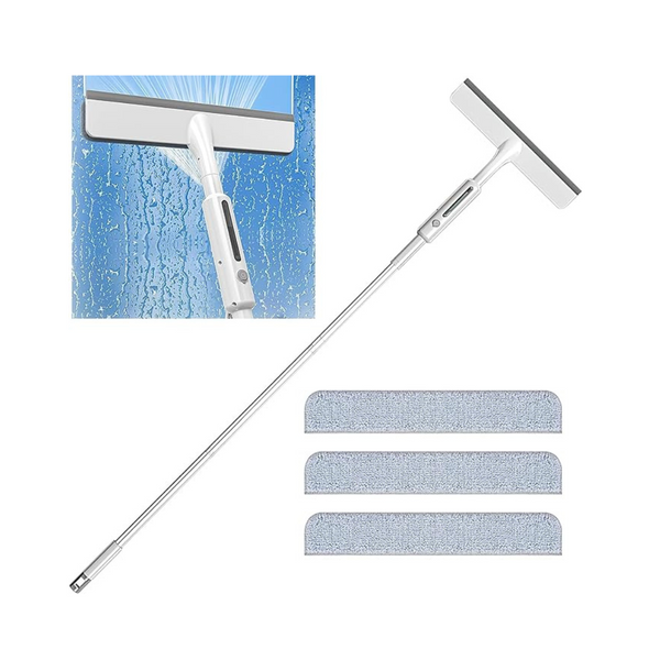 Window Squeegee with Sprayer Extendable Kit with 3 Replaceable Pads