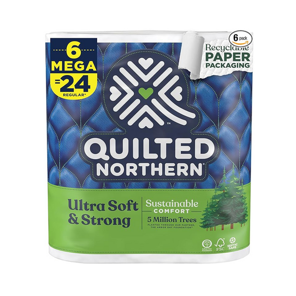 Quilted Northern Ultra Soft & Strong Toilet Paper (6 Mega Rolls = 24 Regular Rolls)