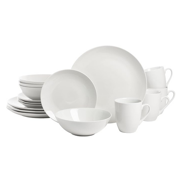 10 Strawberry Street Simply Coupe 16 Piece Dinnerware Set, White