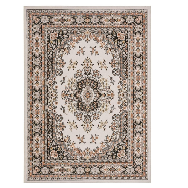 Home Dynamix Premium Sakarya Traditional Medallion Border Area Rug, Ivory/Brown