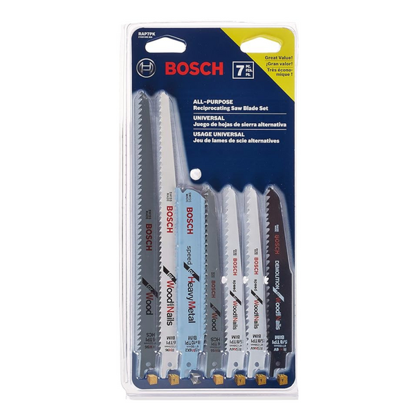 7-Piece BOSCH All-Purpose Reciprocating Saw Blade Set