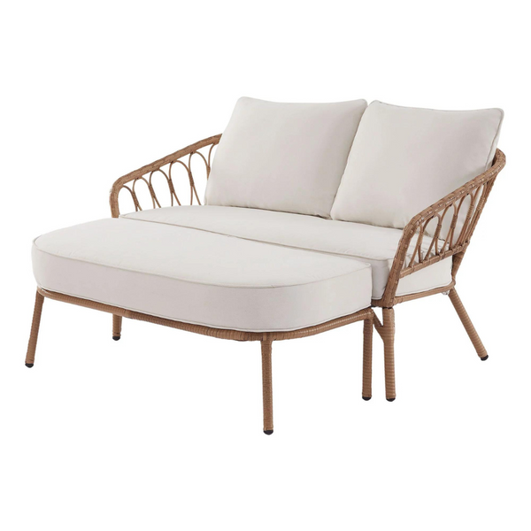 Better Homes & Gardens Willow Sage Wicker Outdoor Loveseat & Ottoman Set (Beige)